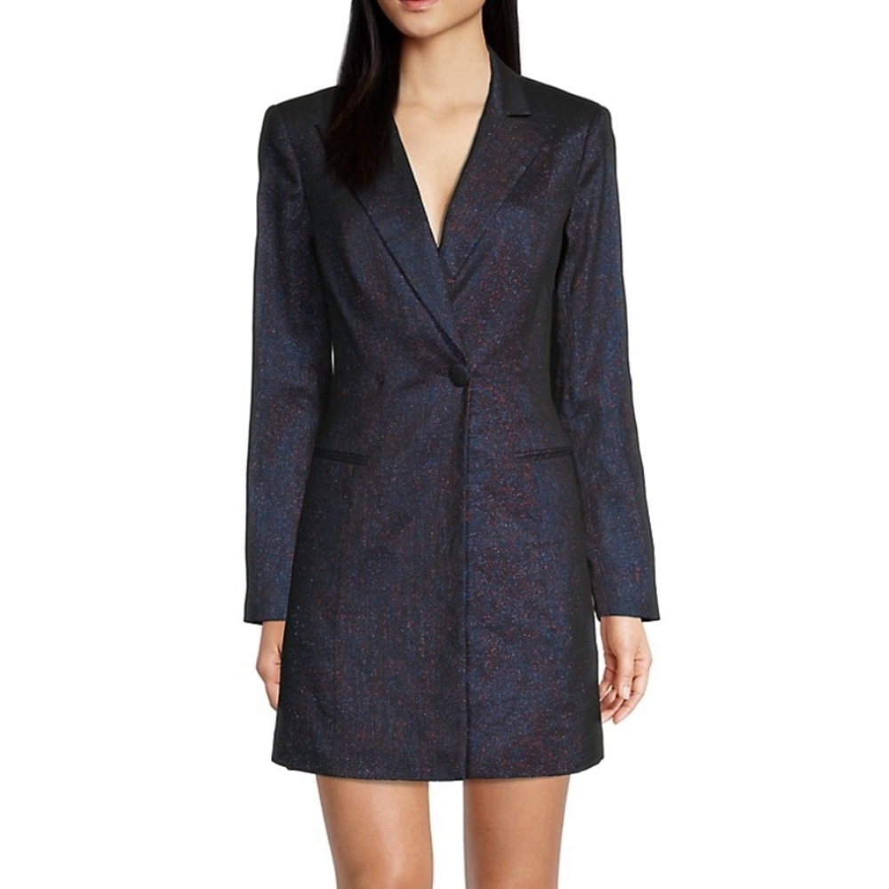 Aidan by Aidan Mattox Metallic Tuxedo Minidress